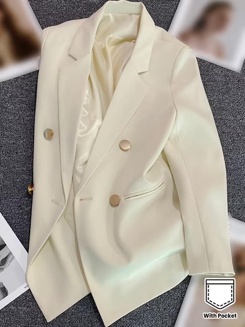 Blazer femme écru double boutonnage