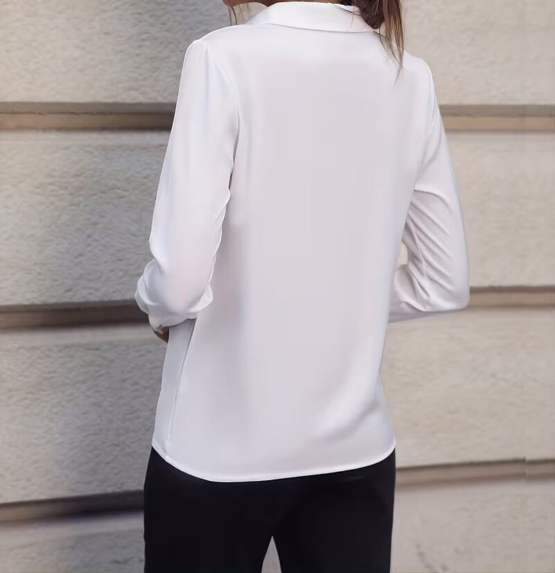 Chemise Blanche Femme à Manches Longues – Style Élégant – Image 4