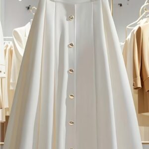 Jupe blanche boutonnée femme coupe évasée
