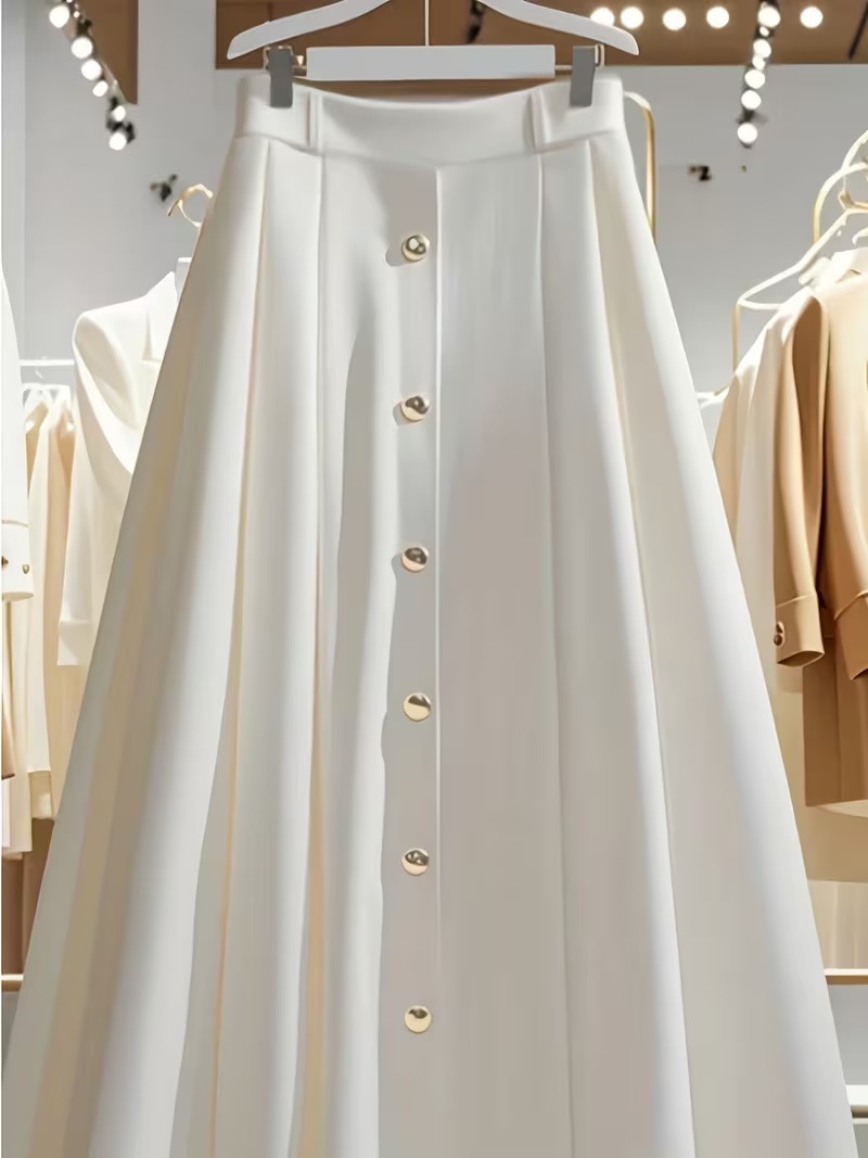 Jupe Blanche Boutonnée Femme – Style Français