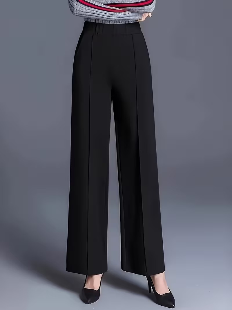 Pantalon femme taille haute à jambes larges