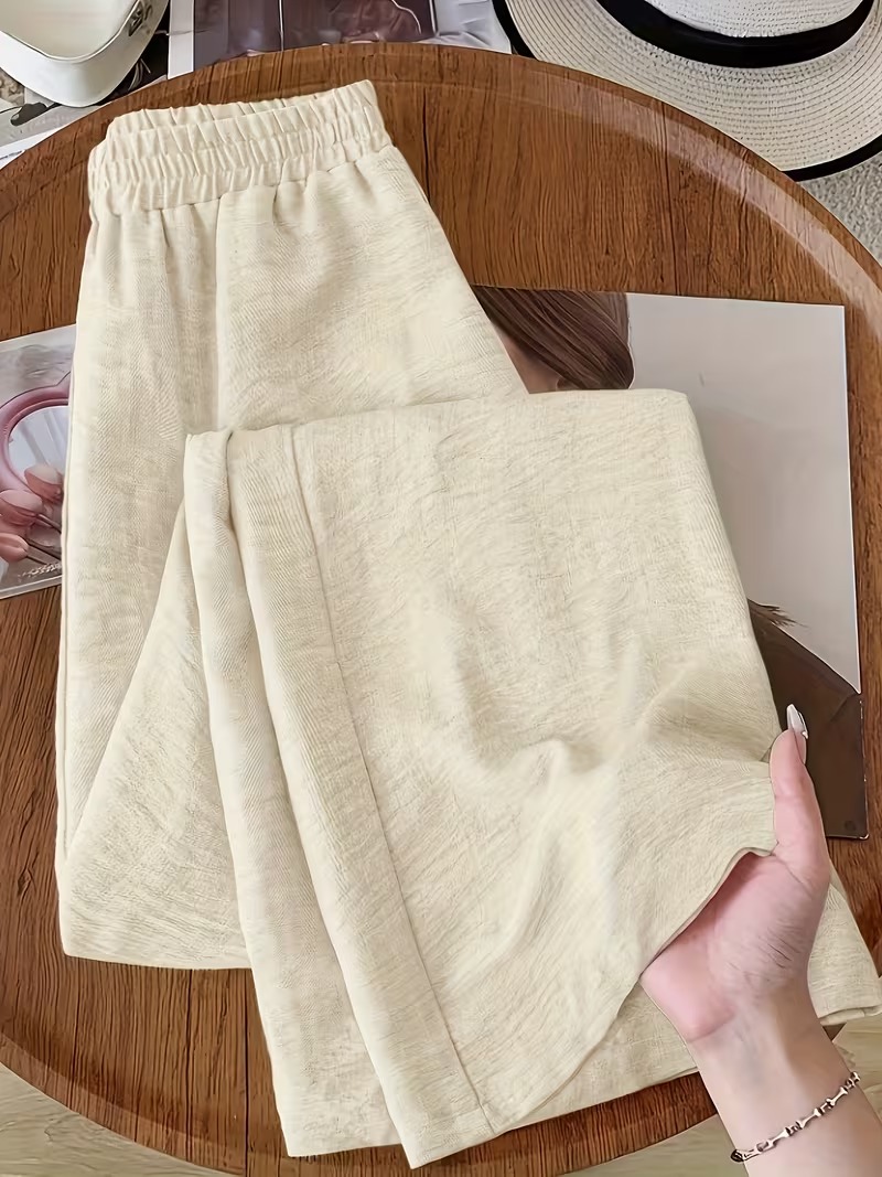Pantalon en Lin Femme Taille Haute – Coupe Large – Image 3